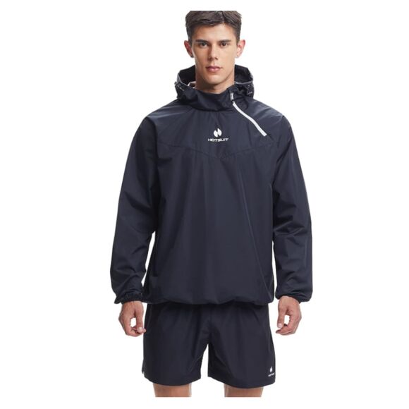 HOTSUIT Sauna Sweat Wind Jacket Reflective Black‎ White Spellout Large - Picture 14 of 14